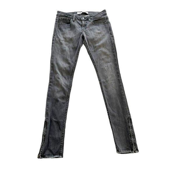 Kill City Women's Sz 27 Junkie Fit Skinny  Low Rise Washed Black Jeans Zippers - Picture 1 of 9